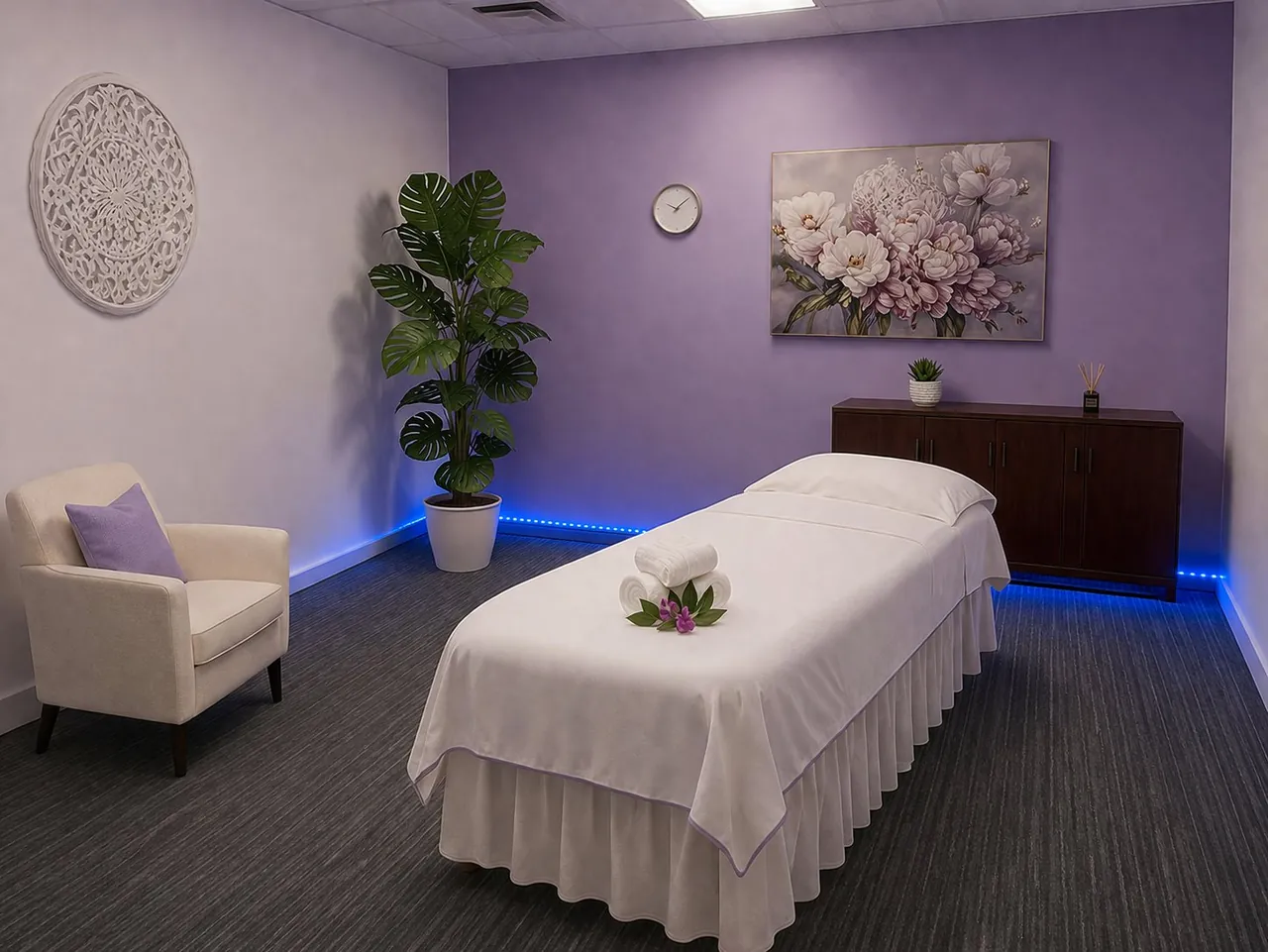 Comfortable, private massage room at Desert Asian Spa near Downtown Las Vegas, NV